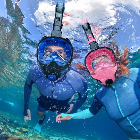 Imagem de Máscara de Mergulho Snorkel Respirador Com Válvula à Prova D'água Óculos Antiembaçante Regulável