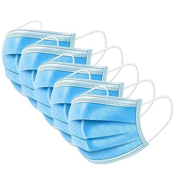 Imagem de Máscara de Proteção Facial com 3 Camadas Com Clip Nasal C/200 Unidades