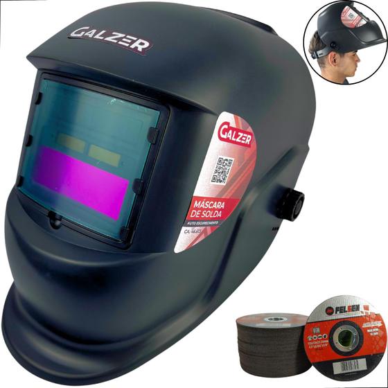Imagem de Mascara de Solda para Soldador Profissional escurecimento Automático Alta Proteção + disco de corte