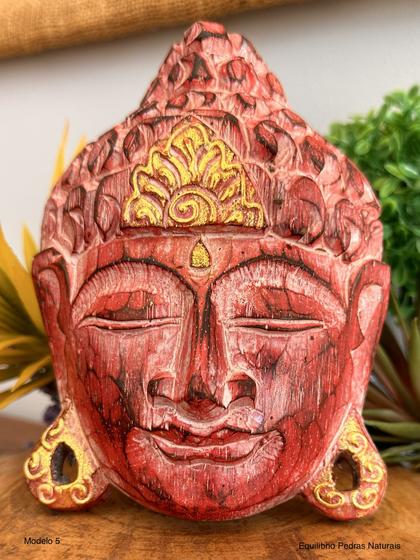Imagem de Máscara Decorativa Parede Buda Hindu Tibetano Em Madeira