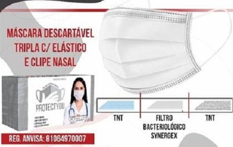 Imagem de Máscara desc. tripla c/ elástico Branca com Anvisa c/ 50 unidades - Medihosp