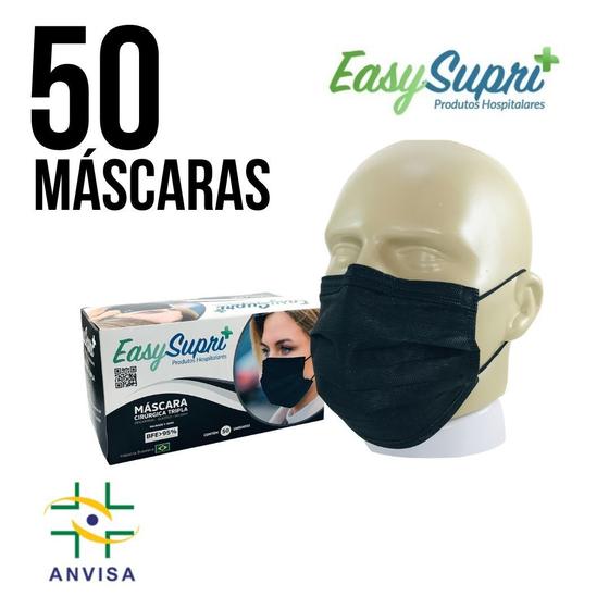 Máscara descartável EasySupri preta - 50 unid. Menor preço em Máscara descartável EasySupri preta - 50 unid.