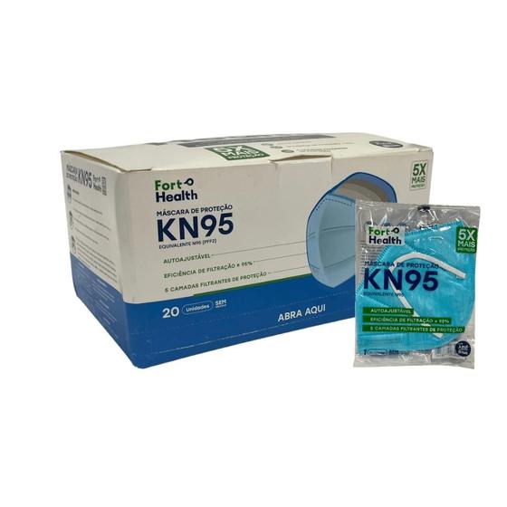 Imagem de Máscara Descartável KN95 sem Válvula Azul Fort flex com 20 unidades