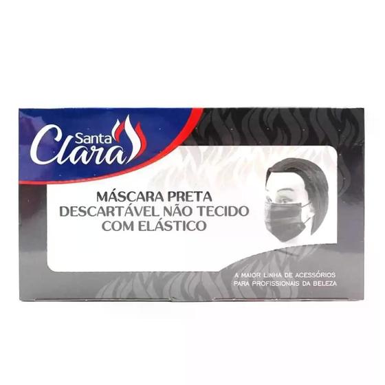 Imagem de Máscara Descartável Preta C/Elástico 50 Unidades Santa Clara