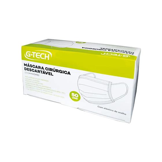 Imagem de Máscara descartável tripla com elástico G-tech cor Azul c/ 50 unidades