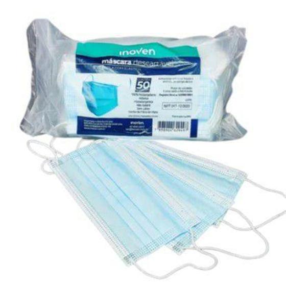 Imagem de Mascara  descartavel tripla com elastico - inoven - 50 unidades
