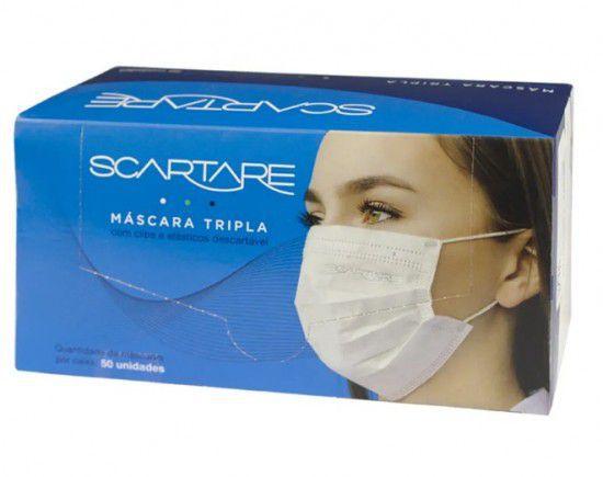 Imagem de Máscara Descartável Tripla de Proteção Facial com Clips e Elásticos c/ 50un