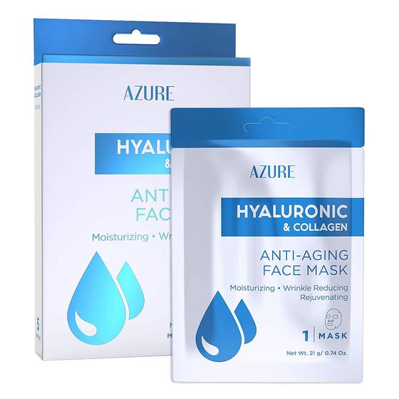 Imagem de Máscara Facial Azure com Ácido Hialurônico e Colágeno - Antienvelhecimento (5 Unidades)