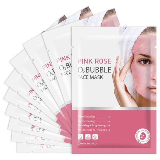 Imagem de Máscara Facial Bubble IREV - Pacote com 10 Máscaras de O2 Rosa