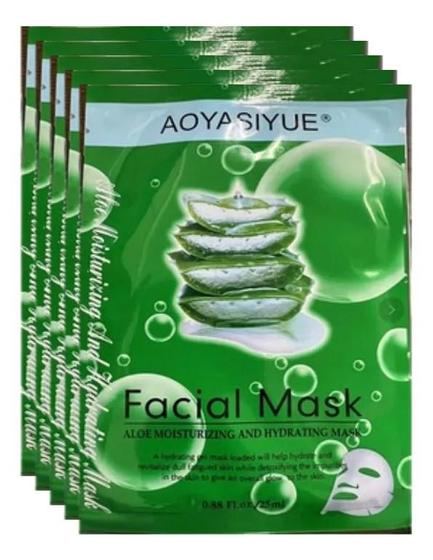 Imagem de Mascara Facial Coreana Aloe Vera Tecido Hidratante Skin AOYASIYUE  Caixa c/10
