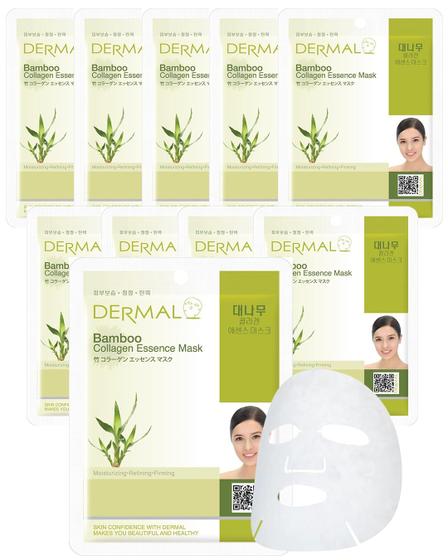 Imagem de Máscara Facial DERMAL Bamboo Collagen Essence - 23ml (Pacote com 10)