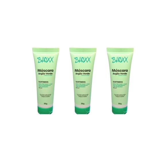 Imagem de Mascara Facial Shoxx Argila Verde 50G - Kit C/3Un