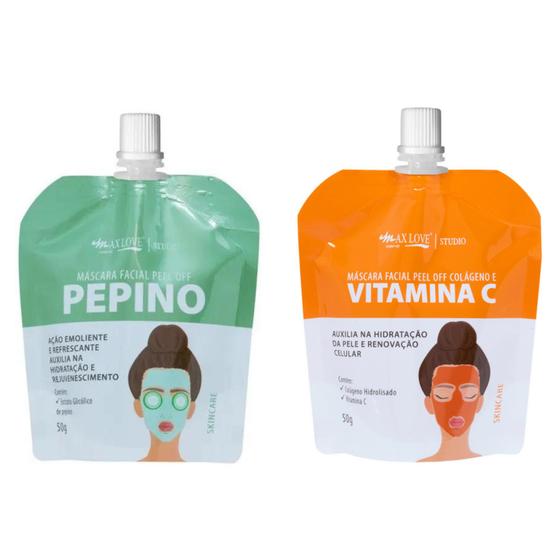 Imagem de Máscara Facial Vitamina C e Colágeno 50G + Máscara Facial Pepino  Max Love