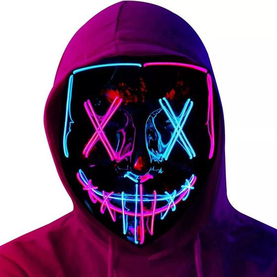 Imagem de Máscara Halloween Fantasia Gangster Led Neon Festas
