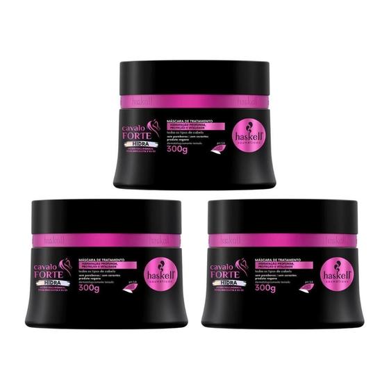Imagem de Mascara Haskell 300G Hidra Cavalo Forte - Kit Com 3Un