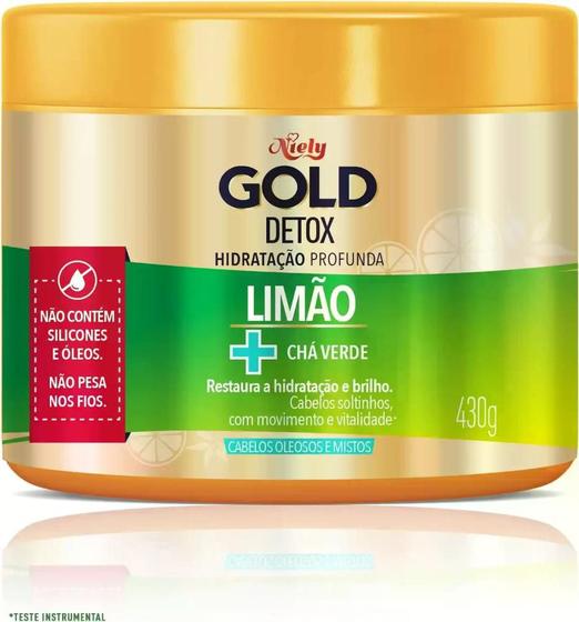 Imagem de Máscara Hidratante Detox Limão com Chá Verde  Niely Gold 430G