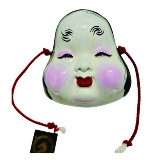 Máscara Japonesa Okame Teatro Noh 17X15 Ornamento Ikinnayo