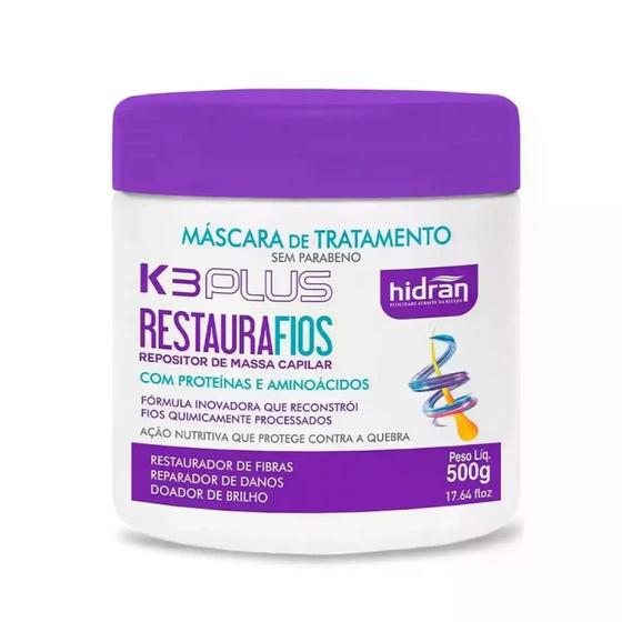 Imagem de Máscara K3 Plus Restaura Fios Hidran 500G