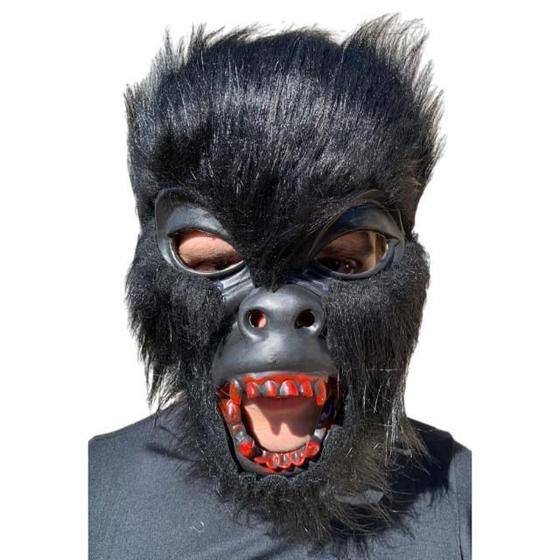 Imagem de Máscara Macaco Pelucia Preto Halloween Carnaval Fantasia