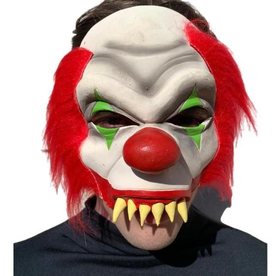 Imagem de Máscara Palhaço Mau com Cabelo Fantasia Halloween Festa Carnaval Terror Cosplay Dia das Bruxas