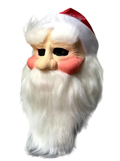 Imagem de Mascara Papai Noel Realista Com Barba Cabelo Gorro Natal