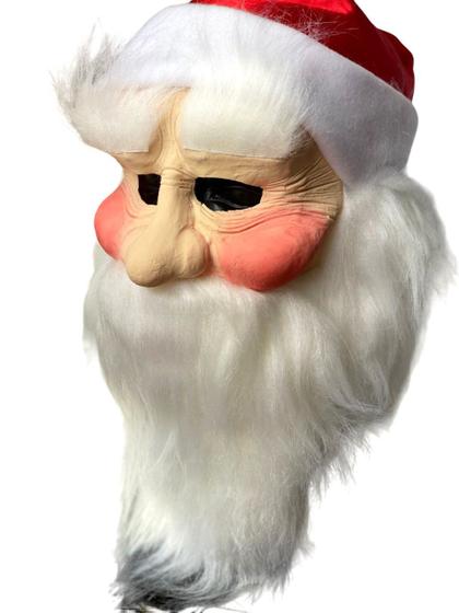Imagem de Mascara Papai Noel Realista com Barba Cabelo Gorro Natal