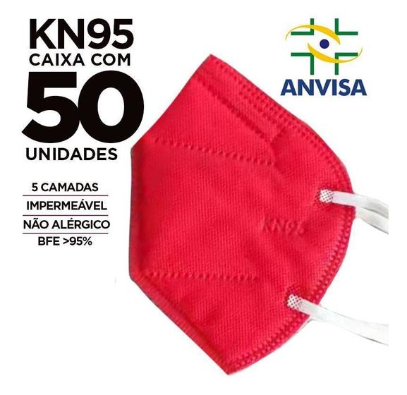 Imagem de Máscara pff2/n95/kn95 adulto vermelho - caixa 50 unidades