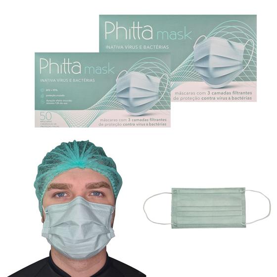 Máscara Phitta Mask Virucida Proteção 12horas C/100 Un Máscara