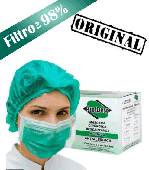 Imagem de Máscara ProtDesc Verde Descartável Tripla Filtro Meltblow ( 1 Cx)