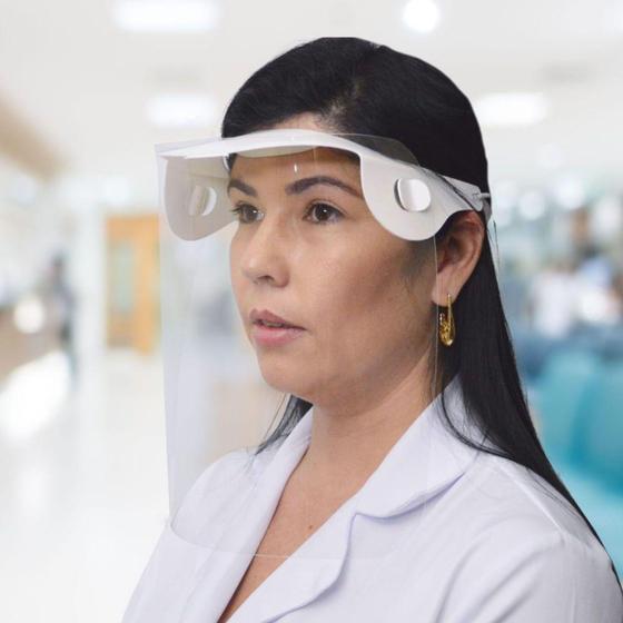 Imagem de Máscara Protetor Facial Total (Face Shield) com Película Protetora 100% Transparente - DELLO