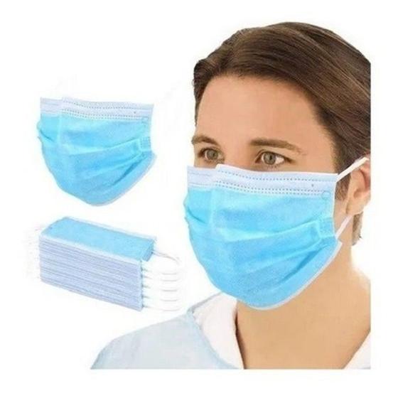 Imagem de Mascara respiratoria descartavel tripla camada c/clip nasal cx. c/50 pçs