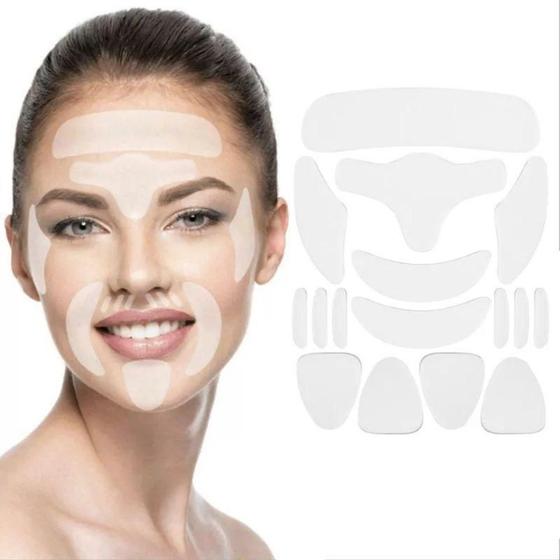 Imagem de Mascara Reutilizável Silicone Anti-Rugas Rosto Adesivo 16Pçs