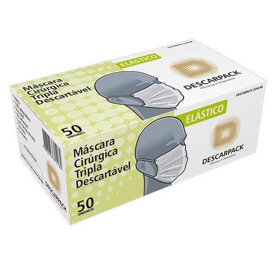 Máscara Tripla Descartável Com Elástico C/50 Unidades - Descarpack Menor preço em Máscara Tripla Descartável Com Elástico C/50 Unidades - Descarpack