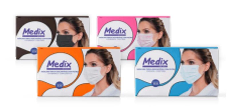 Imagem de Máscara Tripla Descartável com Elástico  caixa com 50 unidades - Kit com 10 caixas - Medix