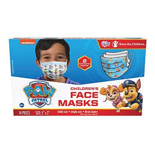Imagem de Máscaras descartáveis infantis com estampa Paw Patrol, pack 14, tamanho pequeno, 2-7 anos