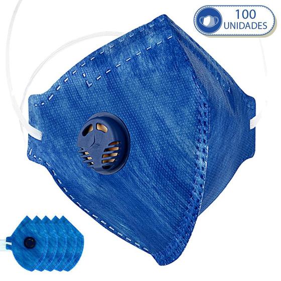Imagem de Máscaras Não Reutilizáveis 100 Unidades com Válvula de Respiração KN910 Com Elástico e Clip Nasal