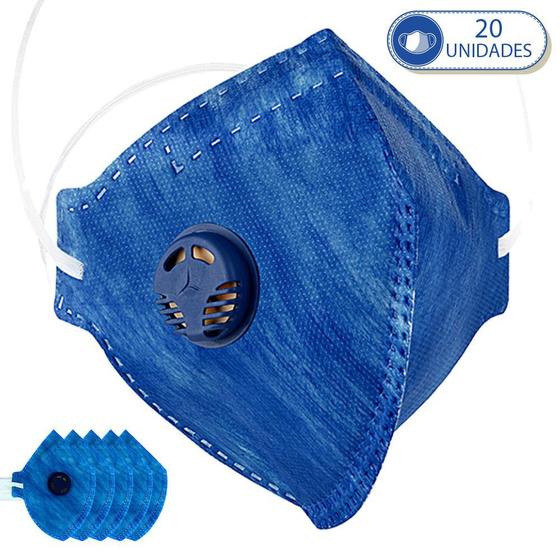 Imagem de Máscaras Não Reutilizáveis 20 Unidades com Válvula de Respiração KN910 Com Elástico e Clip Nasal