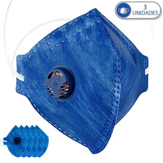 Imagem de Máscaras Não Reutilizáveis 3 Unidades com Válvula de Respiração Delta Plus Com Elástico e Clip Nasal