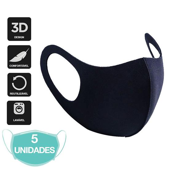 Imagem de Máscaras para Adulto Lavável de Neoprene Azul Marinho 5 Un