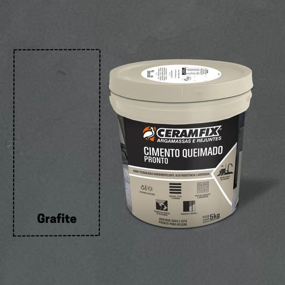 Imagem de  Massa Com Efeito Cimento Queimado Ceramfix 5kg