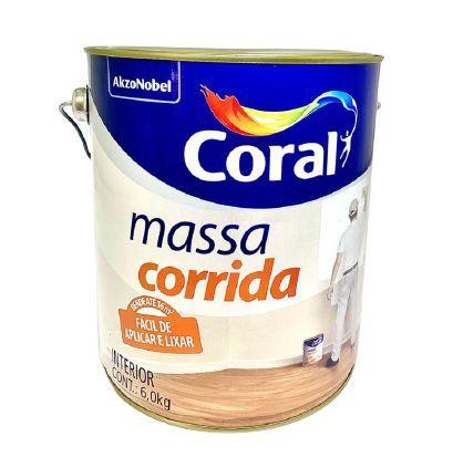 Imagem de Massa Corrida Branca Uso Interno 6 kg - Fácil Aplicação - Coral