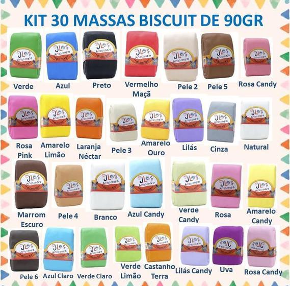 Imagem de Massa de biscuit colorida 90g - Kit 30 unidades