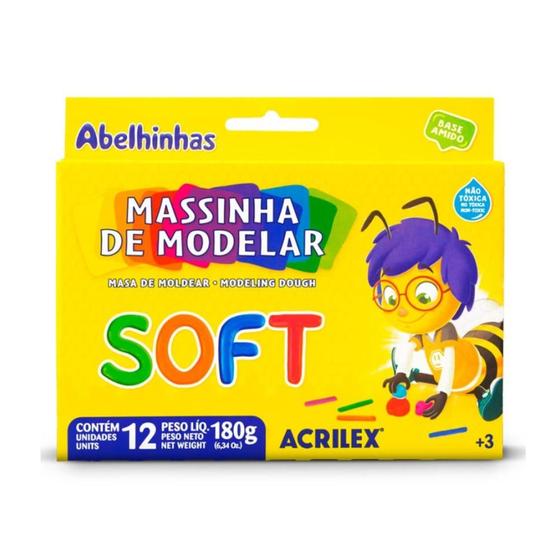Imagem de Massa de modelar Acrilex Soft 12 cores pct c/12