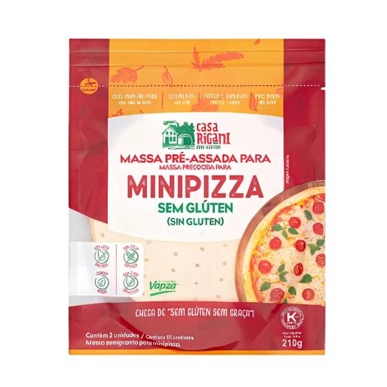 Imagem de Massa Mini Pizza Sem Glúten Pré Assada - Casa Rigani 210g ( 3 Unidades)