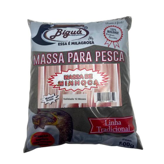 Imagem de Massa P/ Pesqueiro em Pó Preta Para Pesca Minhoca 500g Biguá