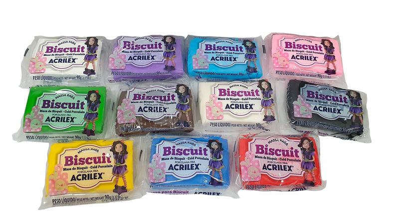 Imagem de Massa para Biscuit Acrilex - Kit 11 Cores / Pacotes de 90g
