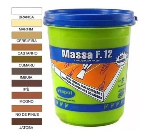 Imagem de massa para madeira f12 viapol oito cores 400g