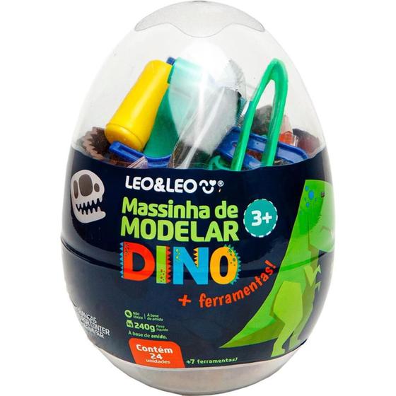 Imagem de Massa para Modelar Criativa Dino 24 Cores + 7 Peças KIT