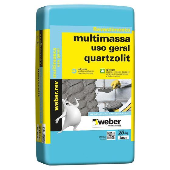 Imagem de Massa Pronta 20kg Multimassa Geral Cinza Quartzolit