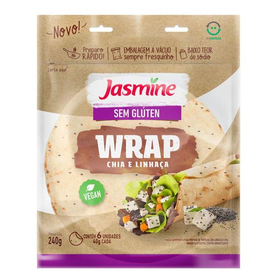 Imagem de Massa Tortilha Wrap Jasmine Sabor Chia e Linhaça Sem Gluten Vegan 240g